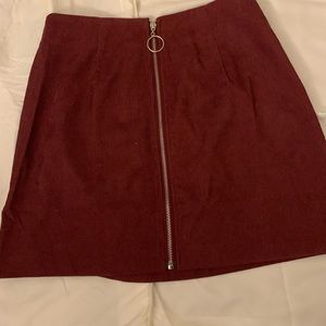 Corduroy zipper front mini skirt